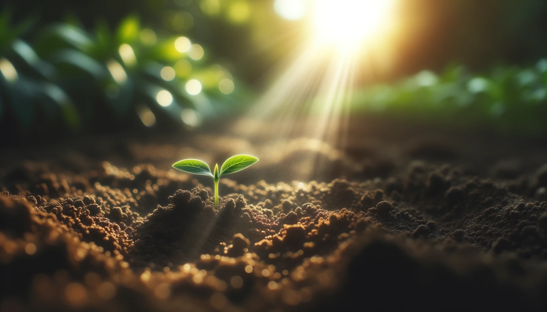Seed growing in sunlight